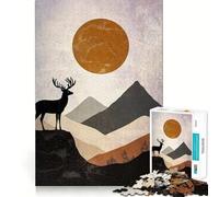 Vintage Deer Jigsaw Puzzle 1000 Recall Fun Play Advanced Laser Cutting Tech Holiday Indoor Entertainment Toy (38x52cm)