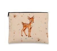 Vintage Deer Makeup Bag, Beige Woodland Animal Cosmetic Travel Pouch for Women, Portable Zipper Small Canvas Organizer, Winter Skincare Toiletry Gift Bag, beige, 7x9 Inch, Deer