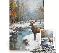 Vintage Deer Puzzles for Teenagers 1000 Piece Cognitive Boost Cozy Relaxation Tight Lock Meaningful Gift (38x26cm)