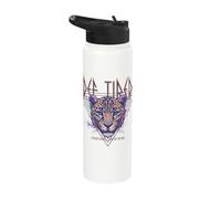 Vintage Def Tired Pour Some Coffee in Me Retro 80s Rock Art Stainless Steel Insulated Water Bottle
