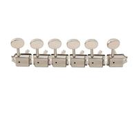 Vintage Deluxe Split Shaft 6 in Line Tuners, Compatible with Wilkinson | For Fender/Squier Classic Vibe style, Tele style; 8.8mm bushing, 15:1 gear ratio(Nickel Button)