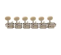 Vintage Deluxe Split Shaft 6 in Line Tuners, Compatible with Wilkinson | For Fender/Squier Classic Vibe style, Tele style; 8.8mm bushing, 15:1 gear ratio(Off White Button)