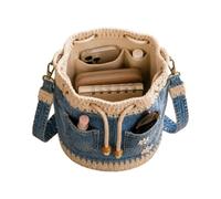 Vintage Denim Bucket Bag Bohemian Style Jeans Organizer | Boho denim shoulder bag for women wife on the go when travelling at school in the office when dating and commuting