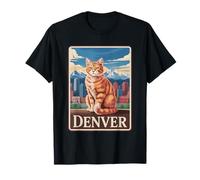 Vintage Denver Cat Travel Art T-Shirt