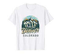 Vintage Denver Colorado Sunset Skyline Cityscape Retro Value Graphic T-Shirt, Men, White, XL