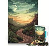 Vintage Desert Road at Sunset Jigsaw Puzzles for Adults 1000 Mind Boost Game Uniform Size Precise Pieces Travel-friendly Brain Game Gift (50x75cm)
