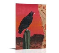 Vintage Desert Turkey Vulture on Saguaro Cactus Poster Canvas Print Art Rustic Boho Wall Art Exquisite Wall Decoration for Living Room Bedroom Decorative Painting Canvas Wall Art Living Rooms Bedroom