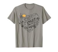 Vintage Desert Wildlife Animal Heart Love Camel Fennec Fox T-Shirt