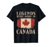 Vintage Design Canadian Flag Legends Were Born In Canada T-Shirt