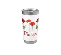 Vintage Design Featuring Four Red Lovely Poppies Stainless Steel Insulated Tumbler