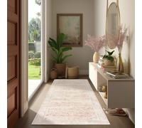 Vintage Design Floral Area Rug 2x6 Cover Print Distressed Carpet Multi Rug Kitchen Living Room Bedroom Dining Room,Pink