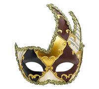 Vintage Design Half Face Men's Phantom Of The Opera Venetian Carnival Masquerade Mask (Blue & Red Horn-style)