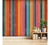 Vintage Design Stripe Geometric Patchwork Photo Wallpaper Multicolour 400 x 280 cm - Non-Woven Premium Art Print Fleece Wall Mural Wall Covering DIY Decoration Poster Picture - Nostalgic Souls