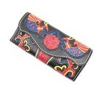 Vintage Designer Genuine Cow Leather Hand Engraved Female Long Wallet Women's Large Card Holders Clutch Bag Lady Red Purse