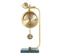 Vintage Desk Clock - Creative Copper Table Clock with Pendulum, Silent No Ticking, Battery Operated for Home, Bedroom, and Office Decor