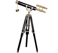 Vintage Desktop Standing Brass/Leather Telescope Anchor-Master Decorative Home Decor Shiny Brass Finish