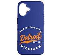 Vintage Detroit Motor City Michigan Orange Text Case for iPhone 16