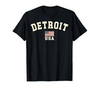 Vintage Detroit USA American Flag Michigan Souvenir Retro T-Shirt