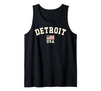Vintage Detroit USA American Flag Michigan Souvenir Retro Tank Top