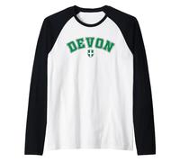 Vintage Devon County Green Black Varsity Style Design Raglan Baseball Tee