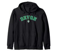 Vintage Devon County Green Black Varsity Style Design Zip Hoodie