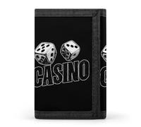 Vintage Dice Casino Trifold Wallet Slim Coin Purse Card Holder with Keychain for Men Women