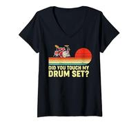 Vintage Did You Touch My Drum Set Drummer Drums V-Neck T-Shirt