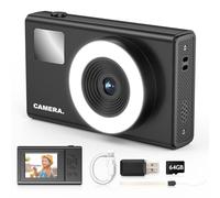 Vintage Digital Camera Kids 64GB Card, Compact Camera Children's Camera Digital Camera Mini Retro Photos Small for Children, Teenagers, Beginners, 4K FHD 48MP, Light Filling