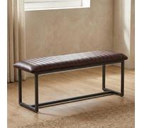 Vintage Dining Bench - Brown Faux Leather