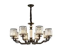 Vintage Dining Room Lights,E14 American Crystal Chandelier,Light Luxury Simple Modern Creative Chandeliers,Household Lamps,Bedroom Lights-Black. 8 Head