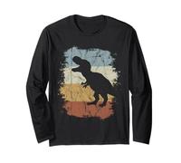 Vintage Dinosaur Art l Retro T-Rex Silhouette Long Sleeve T-Shirt