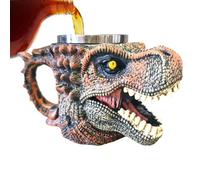 Vintage Dinosaur Head Mug - Resin Stainless Steel Coffee Cup, Gothic Dragon Bone Design | Reusable Tea Beverage Cupp for Home Office Outdoor Travel Use Birthday Gift