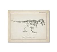 Vintage Dinosaur Skeleton Paleontology Wall Art Canvas Posters Dinosaur Fossils Art Prints Triceratops Sketches Pictures Boy Room Decor (SKU1,8x12inch=(20x30cm),Unframed)