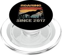 Vintage Dinosaur T-Rex Roaring Since 2017 6th Birthday PopSockets PopGrip for MagSafe