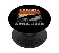 Vintage Dinosaur T-Rex Roaring Since 2020 3rd Birthday PopSockets Adhesive PopGrip