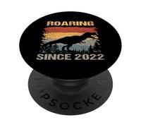 Vintage Dinosaur T-Rex Roaring Since 2022 1st Birthday PopSockets Adhesive PopGrip