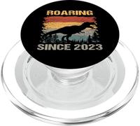Vintage Dinosaur T-Rex Roaring Since 2023 1st Birthday PopSockets PopGrip for MagSafe