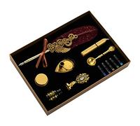 Vintage Dip Pen Set Fit for Gothic Calligraphy Art Signatures Kids Adult Sacs Wax Seal Stick Included Dip Pen Set Glass Feather with Oblique Drawing Cartoons Manga