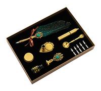 Vintage Dip Pen Set Fit for Gothic Calligraphy Art Signatures Kids Adult Sacs Wax Seal Stick Included Dip Pen Set Glass Feather with Oblique Drawing Cartoons Manga