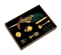 Vintage Dip Pen Set Fit for Gothic Calligraphy Art Signatures Kids Adult Sacs Wax Seal Stick Included Dip Pen Set Glass Feather with Oblique Drawing Cartoons Manga