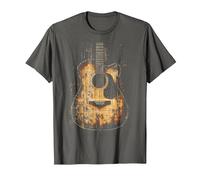 Vintage Distressed Acoustic Guitar Player Rock & Roll Music T-Shirt, Men, Asphalt Grey, 5X-Large