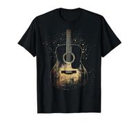 Vintage Distressed Acoustic Guitar Player Rock & Roll Music T-Shirt, Men, Black, Medium