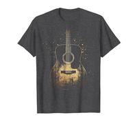 Vintage Distressed Acoustic Guitar Player Rock & Roll Music T-Shirt, Men, Dark Heather Grey, Medium