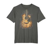 Vintage Distressed Acoustic Guitar Player Rock & Roll Music T-Shirt, Men's Big and Tall, Asphalt Grey, 6X Tall