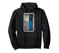 Vintage Distressed American Flag Bowling Patriotic Bowler Pullover Hoodie