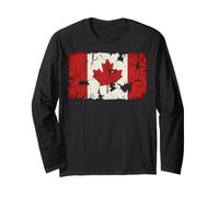 Vintage Distressed Canadian Flag Weathered Art Long Sleeve T-Shirt