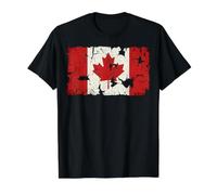 Vintage Distressed Canadian Flag Weathered Art Value Graphic T-Shirt, Men, Black, M