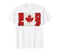 Vintage Distressed Canadian Flag Weathered Art Value Graphic T-Shirt, Men, White, S