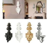 Vintage Distressed Cast Iron Wall Candle Holder Sconce, Antique White Finish Taper Candle Decor for Living Room, Dining Room, Hallway, Bedroom or Kitchen, For Easy（Gold)