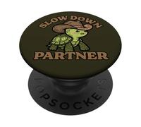 Vintage Distressed Cowboy Slow Down Partner Turtle PopSockets Adhesive PopGrip